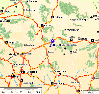 Von Fulda kommend: Hünfeld -  Eiterfeld - Wölf